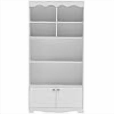 Estantería de 5 Niveles con Puertas de Gabinete, Librero Independiente de 63 in de Alto con Estantes Abiertos y Almacenamiento Cerrado para Oficina en Casa, Sala de Estar, Blanco