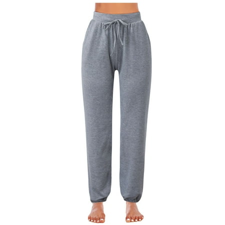 

EUHDSSDE Women s Casual Solid Color Lace Up Loose Home Pajama Pants