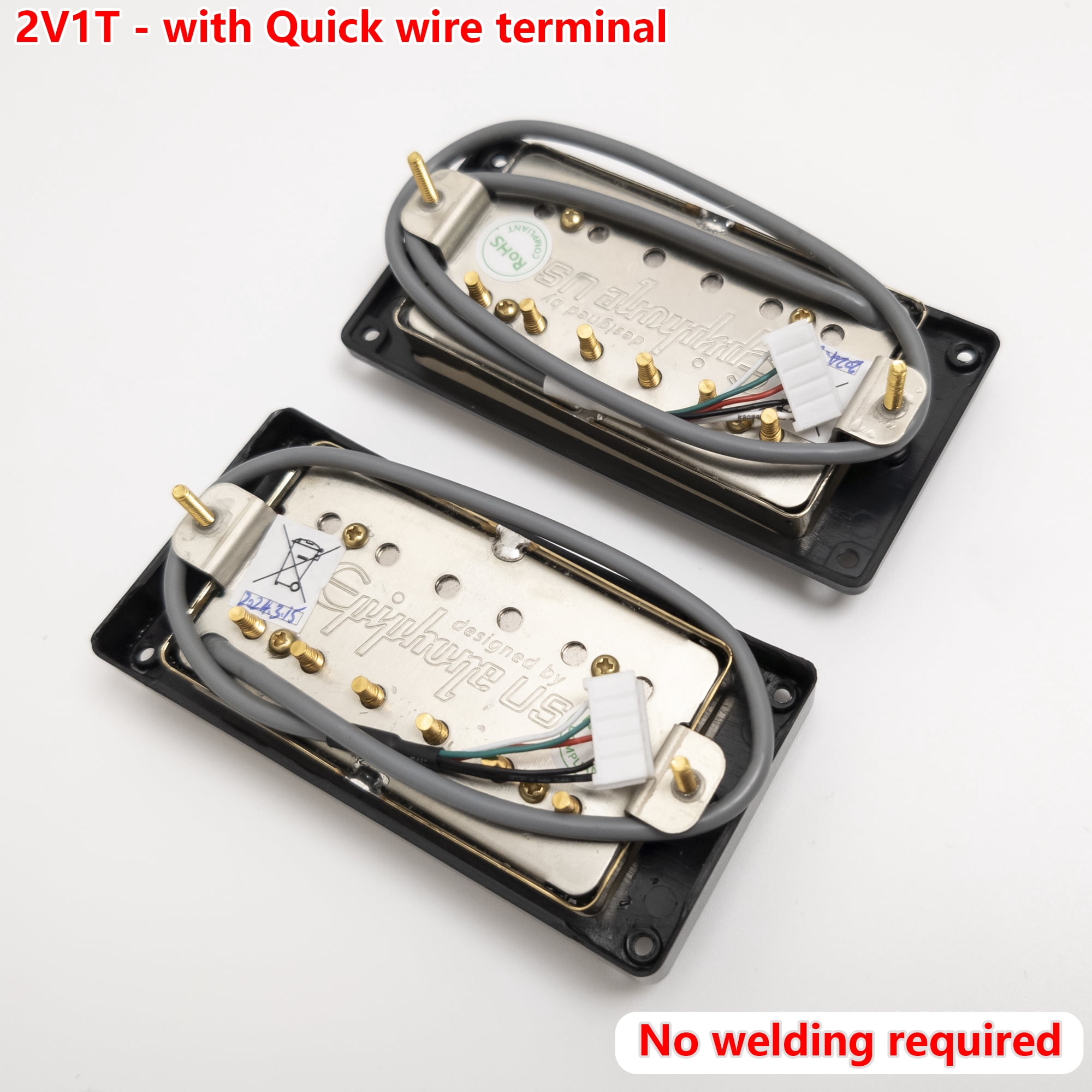 Guitar Alnico V Humbucker Pickups, 4C, with 2V1T Quick Connect Wiring Harness, For Gibson LP Guitar