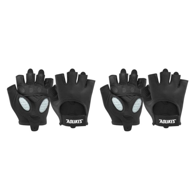 Guantes de Fitness Greeniant 2 uds mancuernas ajustables medio dedo absorbente sudor mitones antideslizantes Negro METRO 2piezas