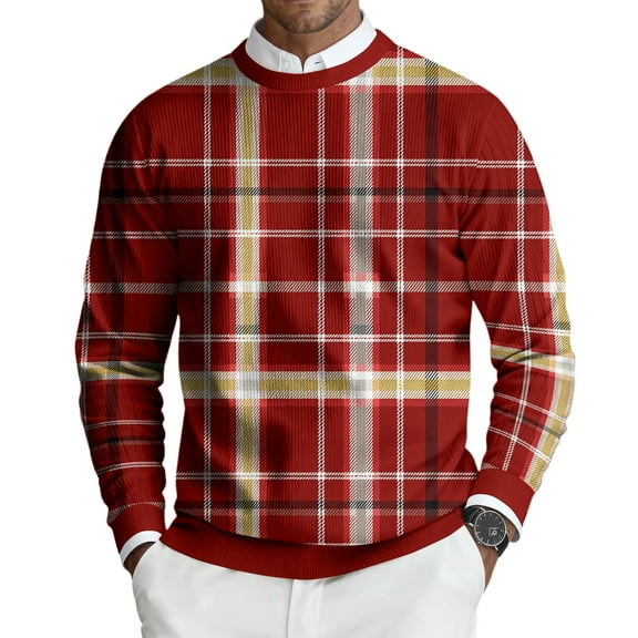 Homeyce Mens Christmas Sweater Crew Neck Soft Knitted Sweaters Colorful and Funny Casual Loose Fit Ugly Pullover Tops Long Sleeve Christmas Pattern Xmas Pullover Tops,Red M