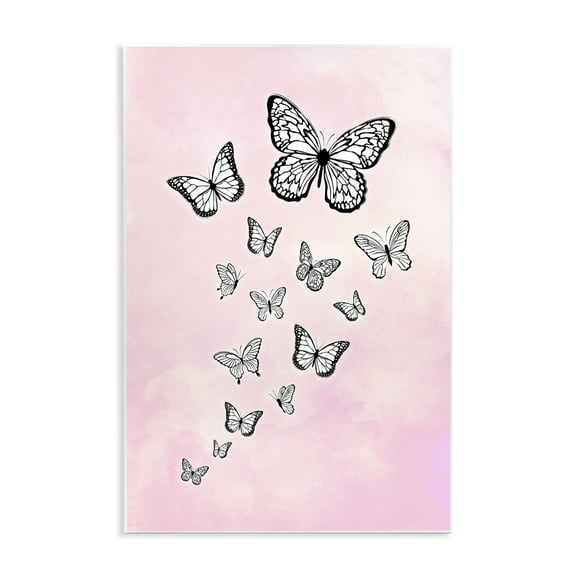 Stupell Industries Pink Fluttering Butterflies Animals Painting Unframed Art Print Wall Art, 10 x 15