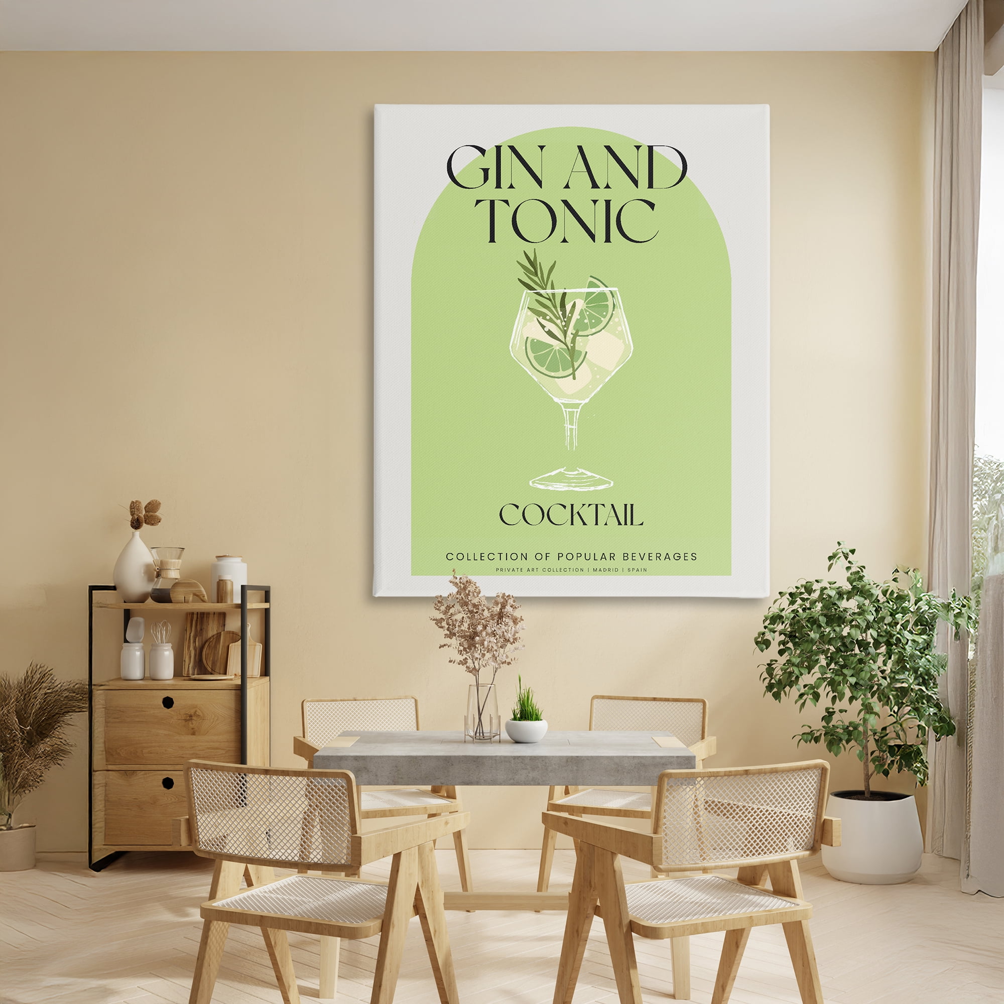 Stylish Retro Gin & Tonic Canvas Wall Art, design by Lil' Rue
