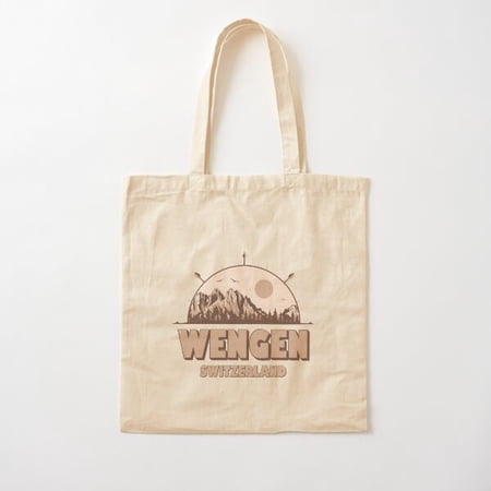 Wengen Switzerland Swiss Alps Vintage Hiking Design Canvas Tote Bags, Reusable Shopping Bag
