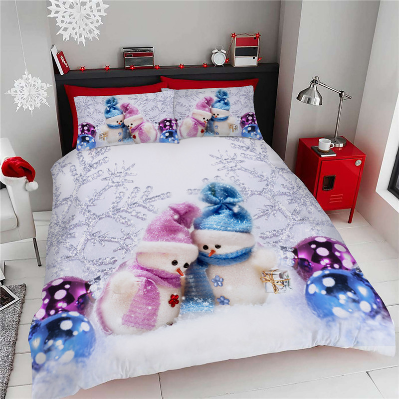 3D Christmas Bedding 3 PCS Comforter Set Snowman and Red High Heels