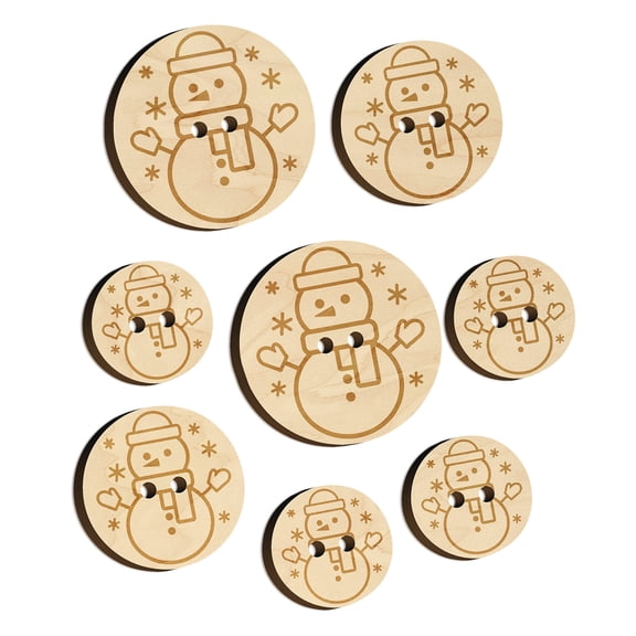 Snowman Hat and Scarf Wood Buttons for Crochet Knitting Sewing DIY Craft - 1.00 Inch Medium (7pcs)