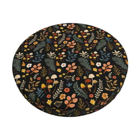 Hirioo Autumn Floral for Round Bar Stool Seat Covers Washable Stool Cushion Slipcover Elastic Bar Chair Covers for 12-14 Inch Chair-12 inch