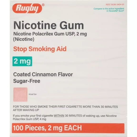 Rugby 00536340401 Nicotine Gum 2mg 100ct. Cinnamon Sugar Free (Pack of 3)