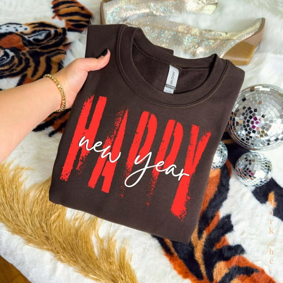 Happy New Year Sweatshirt, Cute 2025 Pullover, Cozy Winter Crewneck, New Year’s Eve Outfit, Festive Party Sweater All Size S-5Xl