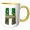 Yellow/White, variant on 3drose, Glam Leopard and Four Leaf Clover Monogram Initial H, 11oz Two-tone Green Mug