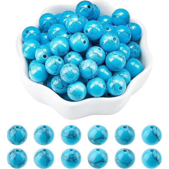 1box dTurquoise Beads Strands Round Dark Turquoise 10mm Hole: 1mm about 39pcs/strand 15.5 inch 2strands/box