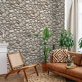 thumbnail image 3 of Cream Stone Embossed Wallpaper, Tile Wallcovering Roll: 41.7”W x 614”H- 177.80 sq ft, 3 of 6