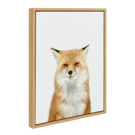 Kate and Laurel Sylvie Animal Studio Fox 3 Framed Canvas Wall Art by Amy Peterson Art Studio, 18x24 Natural, Whimsical Fun Animal Nursery Art for Wall