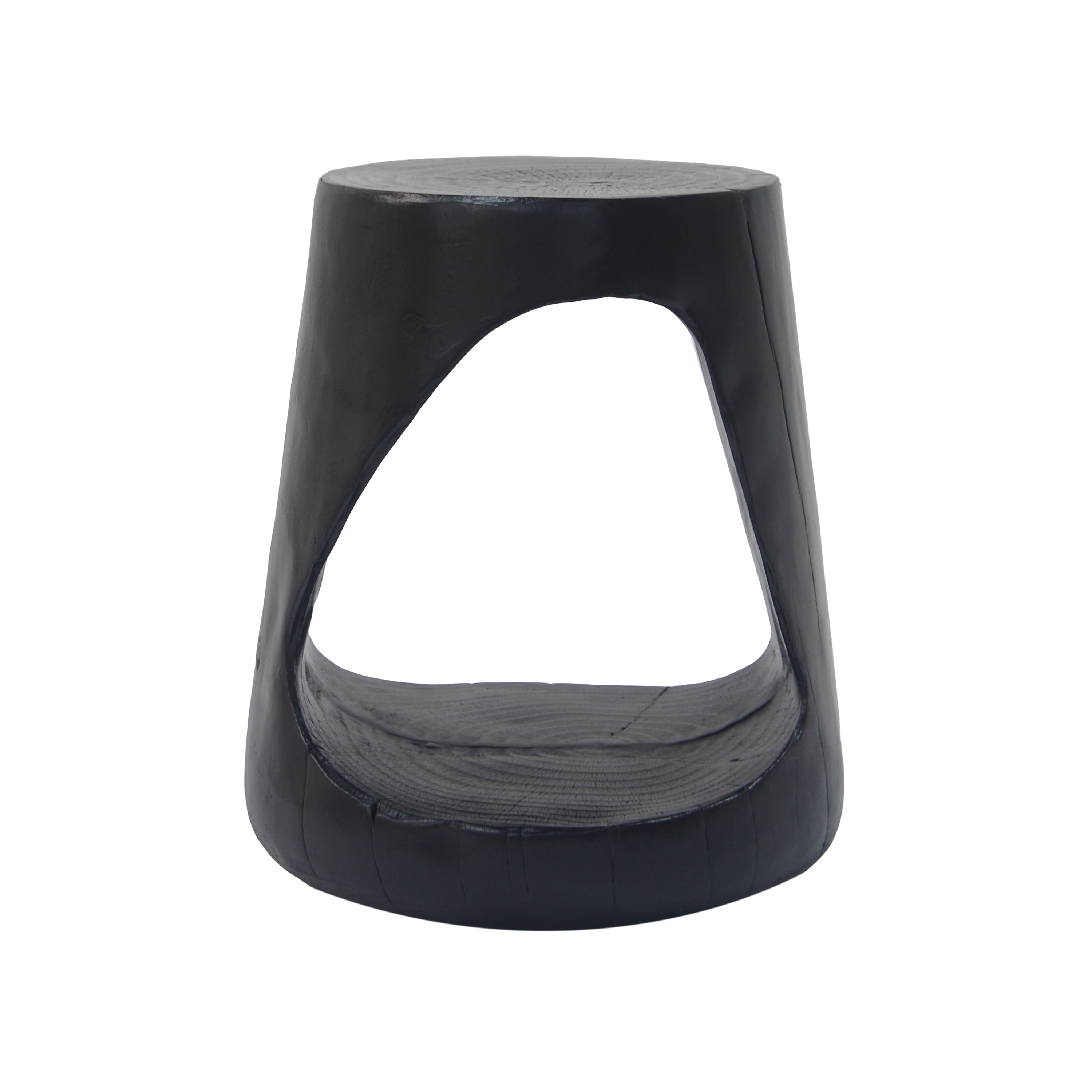 Euroco MGO Hollow Side Table, Wood-like texture, Black Color