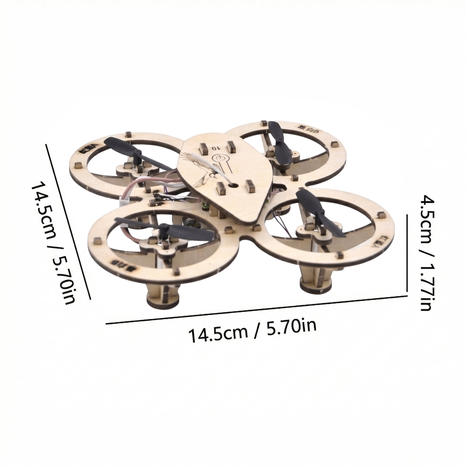 DIY Wooden RC Drone Model Kit, Assembled Building Blocks Quadcopter, Remote Control Flying Aircraft, Beginner Friendly Mini Drone
