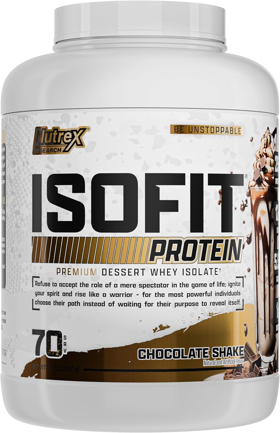 Nutrex Research IsoFit Chocolate Shake – 100% Whey Protein Isolate Powder for Lean Muscle, Recovery & Strength Support 70 Servings