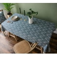 thumbnail image 1 of Nvzi Mantel rectangular con borlas, a prueba de polvo, lavable, para decoración de mesa de cocina, comedor, 53 x 70 pulgadas (onda azul), 1 of 5