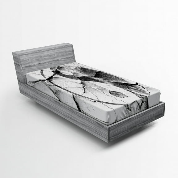 Ambesonne Peace Fitted Sheet, Ying Yang Grunge Display, Twin XL Size, Charcoal Grey Grey