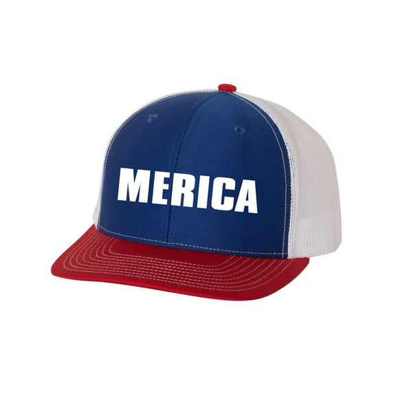 Heritage Pride USA American Flag Merica Mesh Back Trucker Hat-Royal/Red/White