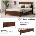 thumbnail image 6 of Sesslife Queen Size Bed Frame with Headboard & Footboard, Wood Platform Bed with Built-in LED Lights, Charging Station, Modern Farmhouse Queen Bed Frame with Slats, No Box Spring Needed, Walnut, 6 of 10