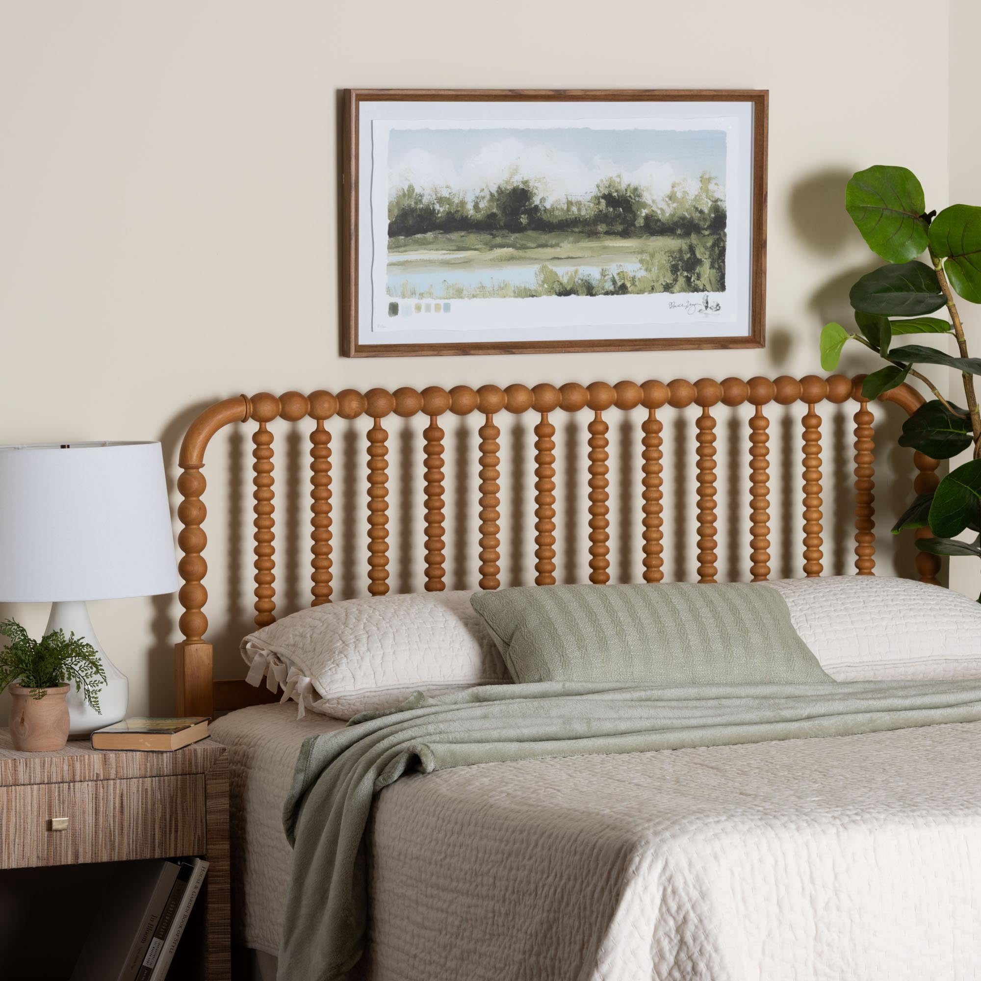 Baxton Studio Finley Traditional Headboard, King, Oak Brown