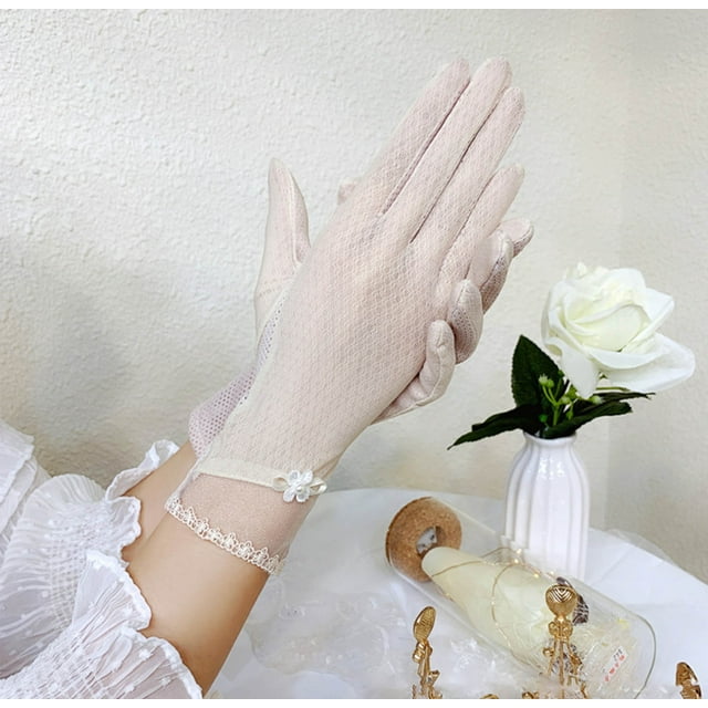 DecSea Gants d'Été pour Femmes Protection UV en Dentelle Gants Courts de Conduite pour Dames