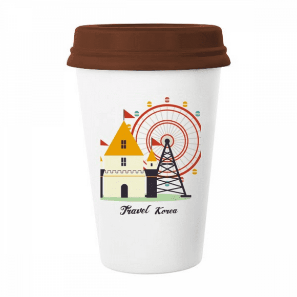 Visiting theme park in South Korea Mug Coffee Drinking Glass Pottery Cerac Cup Lid