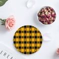 thumbnail image 4 of FMSHPON Halloween Pumpkin and Black Cat Geometric Plaid Set of 6 Round Coaster for Drinks, Absorbent Ceramic Stone Coasters Cup Mat with Cork Base for Home Kitchen Room Coffee Table Bar Decor, 4 of 6