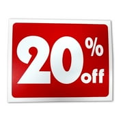 Red & White Retail Business Sign - 20% Off - 5.5" H x 7" W - 5 Pack