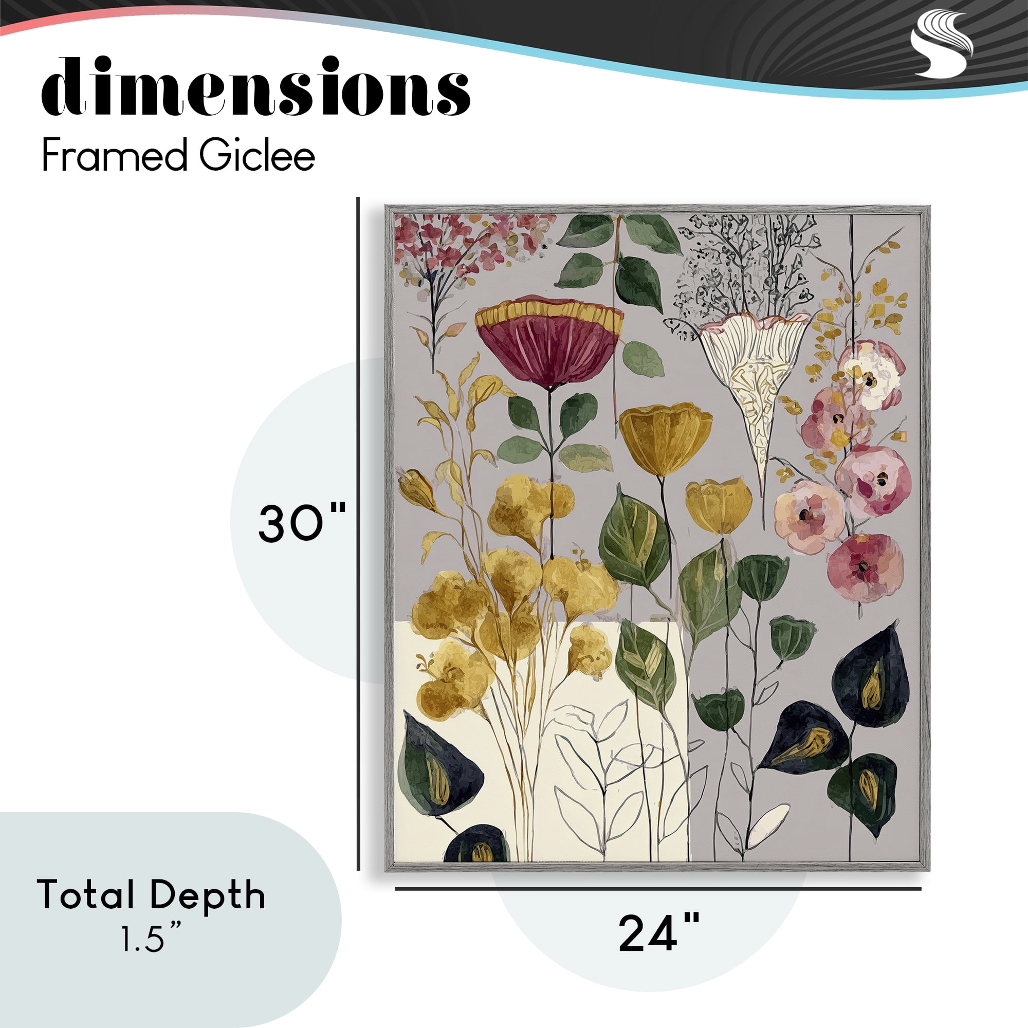 Playful Assumptions Foliage Gray Framed Giclee Art, design by Annabelle Hall
