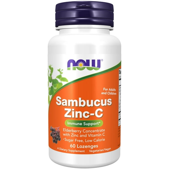 Suplemento NOW Sambucus Zinc-C con 60 pastillas de saúco