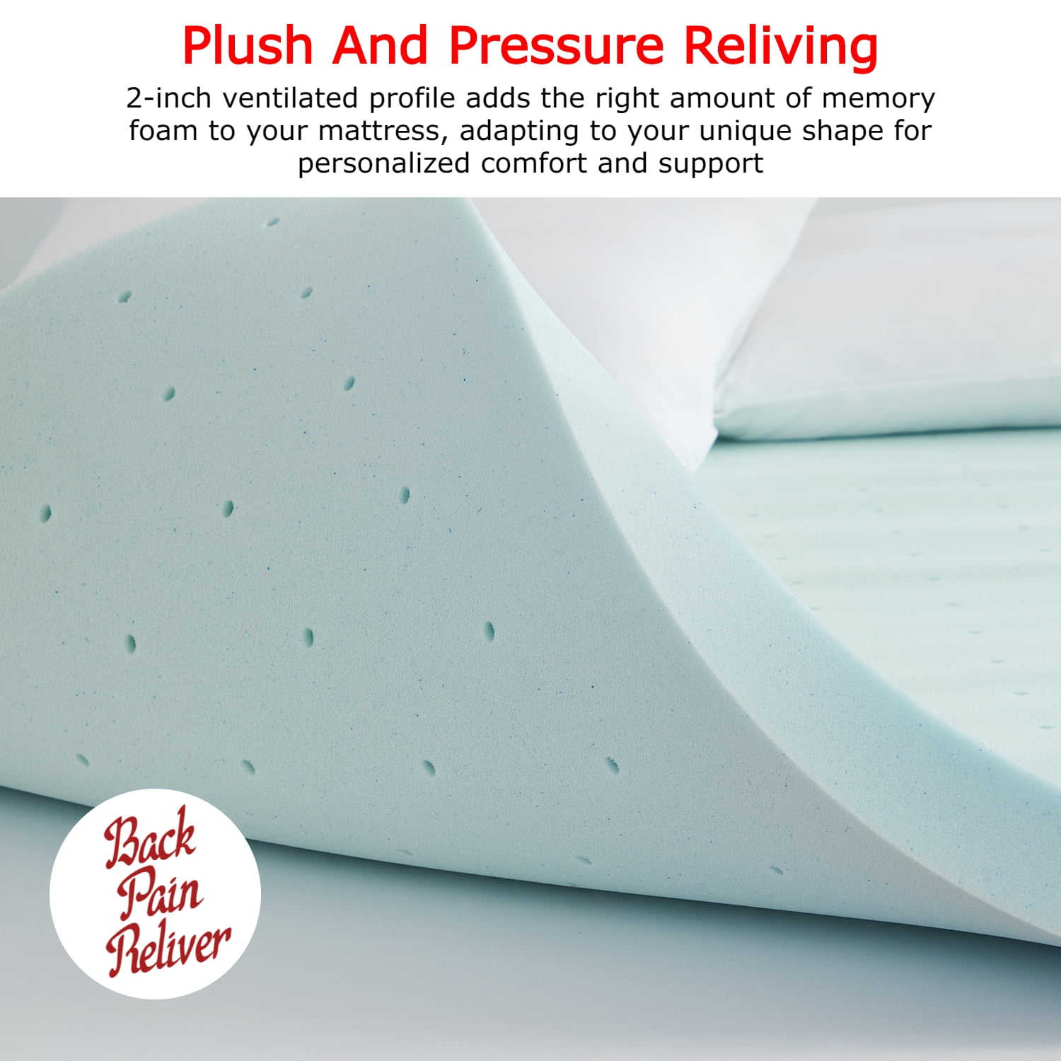 Empyrean Bedding 2" Cooling Gel Infused Memory Foam Mattress Topper, Twin-XL
