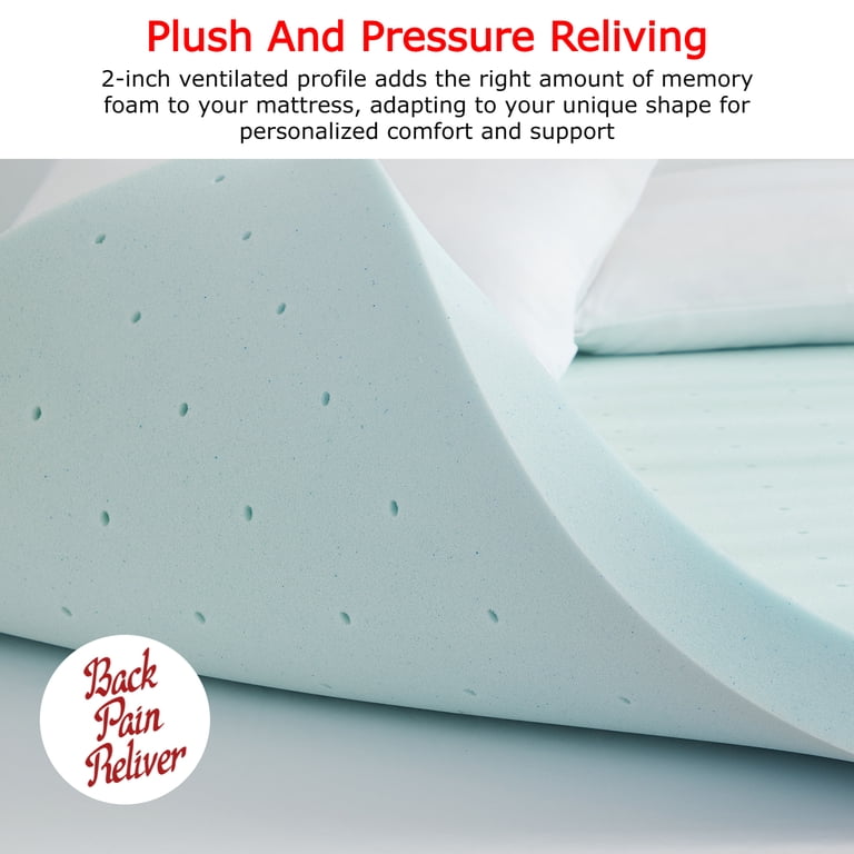 Empyrean 2" Cooling Gel Memory Foam Mattress Topper - Queen Size, Ventilated For Pressure Relief