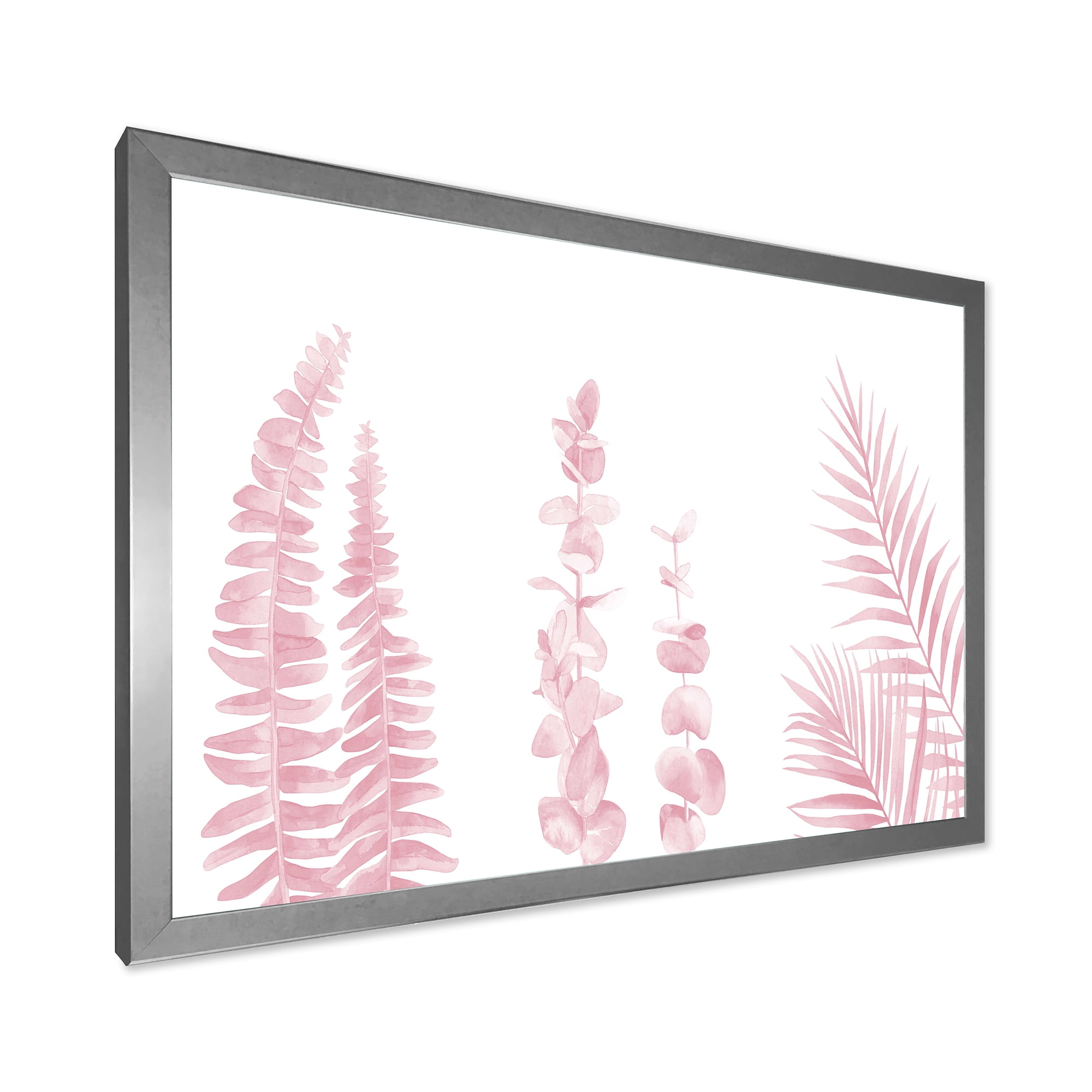 Designart 'Palm Branches and Blush Pinkeucalyptus' Shabby Chic Framed Art Print