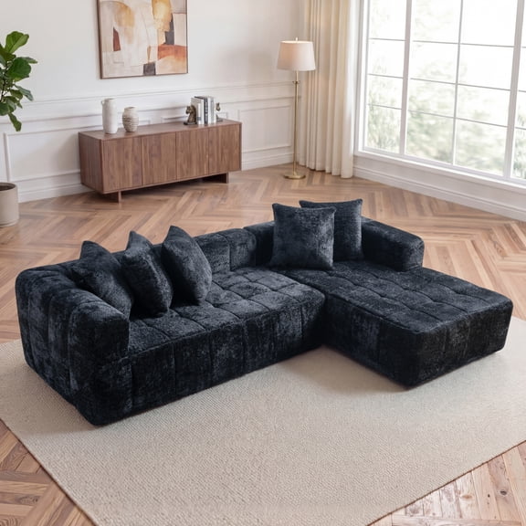 107.9"Cloud Modular Sectional Sofa Couch with L-Shape Chaise,Modern Minimalist Upholstered Couches for Living Room Bedroom,Deep Seat Corner Couch,No Assembly Required