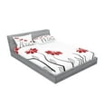 thumbnail image 2 of Ambesonne Flower Fitted Sheet & Pillow Sham Set, Modern Floral Petals, Calking, Red and Black, 2 of 2