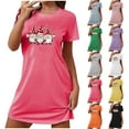 thumbnail image 3 of Xfvqtps Christmas Nightgown For Women Large Size Cute Santa Claus Chest Print Short Sleeve Crewneck Solid Color Fashion Comfortable Soft Sleepshirts Green, 3 of 3
