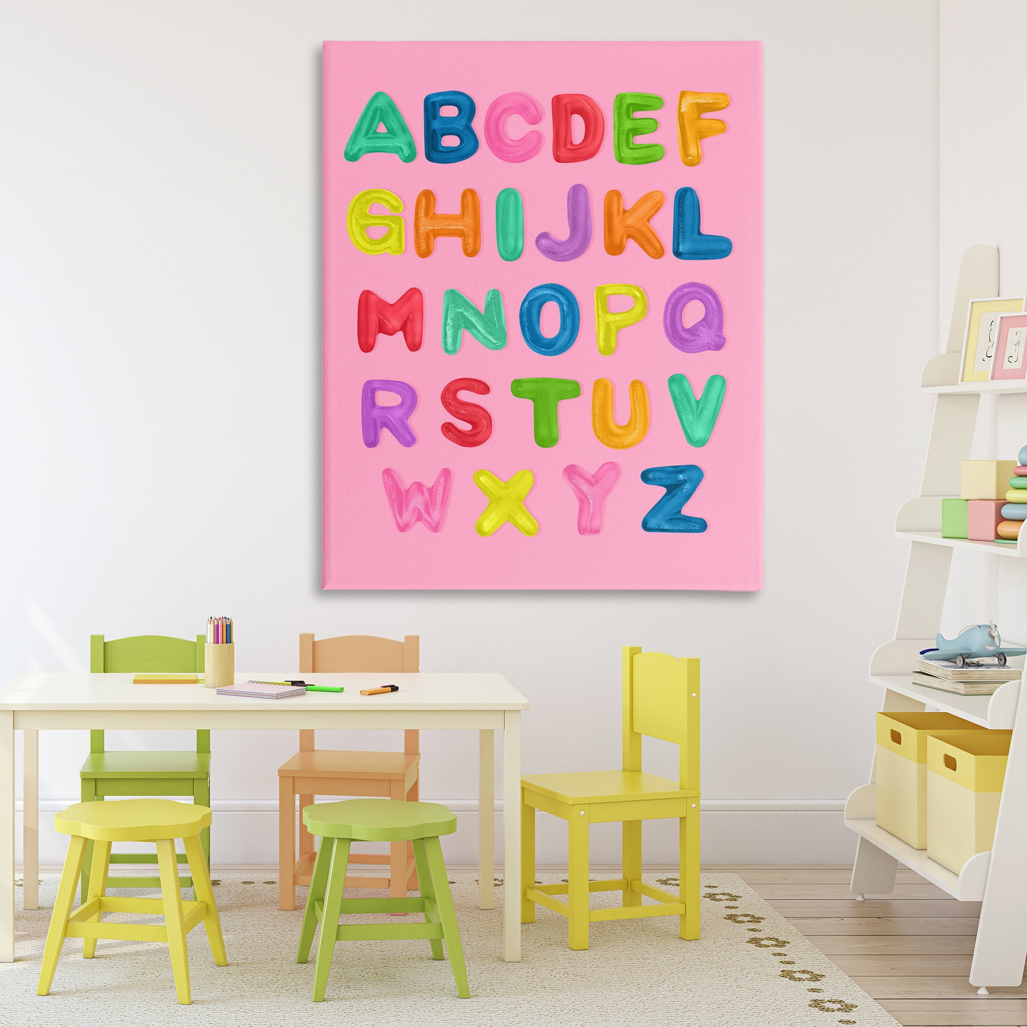 Stupell Industries Gummy Alphabet over Pink Canvas Wall Art, design by LISH Creative