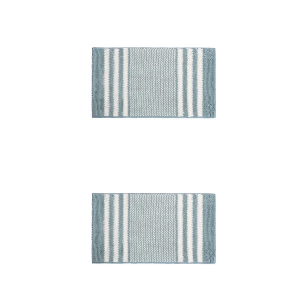 Alfombra de baño Yuarrent fuerte absorción de agua textura Parte inferior antideslizante Azul Ácido 2piezas