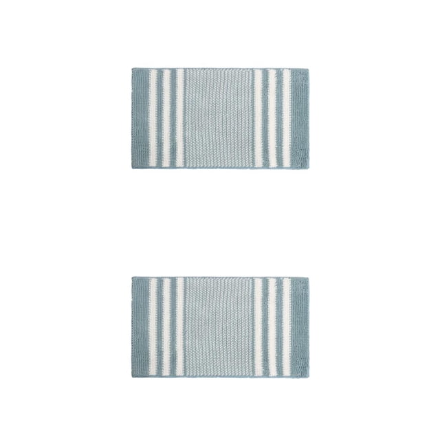 Alfombra de baño Yuarrent fuerte absorción de agua textura Parte inferior antideslizante Azul Ácido 2piezas