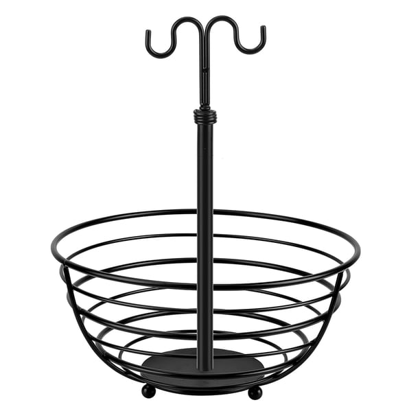 Inteprter Cesta de frutas Cuenco drenable de hierro forjado Estante de almacenamiento de vegetales de pan de gran capacidad con perchas de plátano Cocina y Comedor Inteprter HA019493-00
