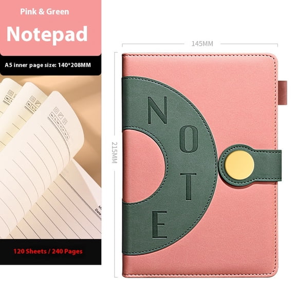 Writing Personalized Journal Cover for Men & Women Faux Leather Hardcover A5 with Magnetic Buckle pink-A5