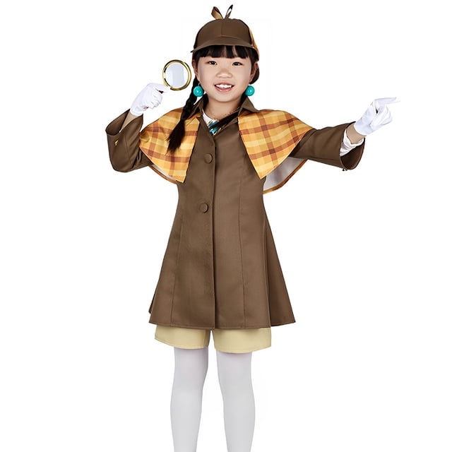 Traje Detective Privado Disfraz para Con Lupa Y Guantes Fiesta Cosplay