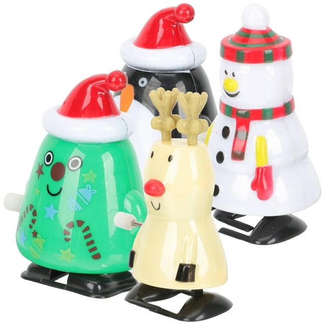 Shisuyan 4 Pcs Jouets de Noël à Remonter pour Enfants Jouets de Fête à Remontoir Jouets pour Enfants