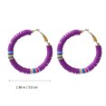 thumbnail image 4 of 1 Pair Disc Beaded Strand Earrings Stylish Polymer Clay Stack Ear Drop for Women, 4 of 8