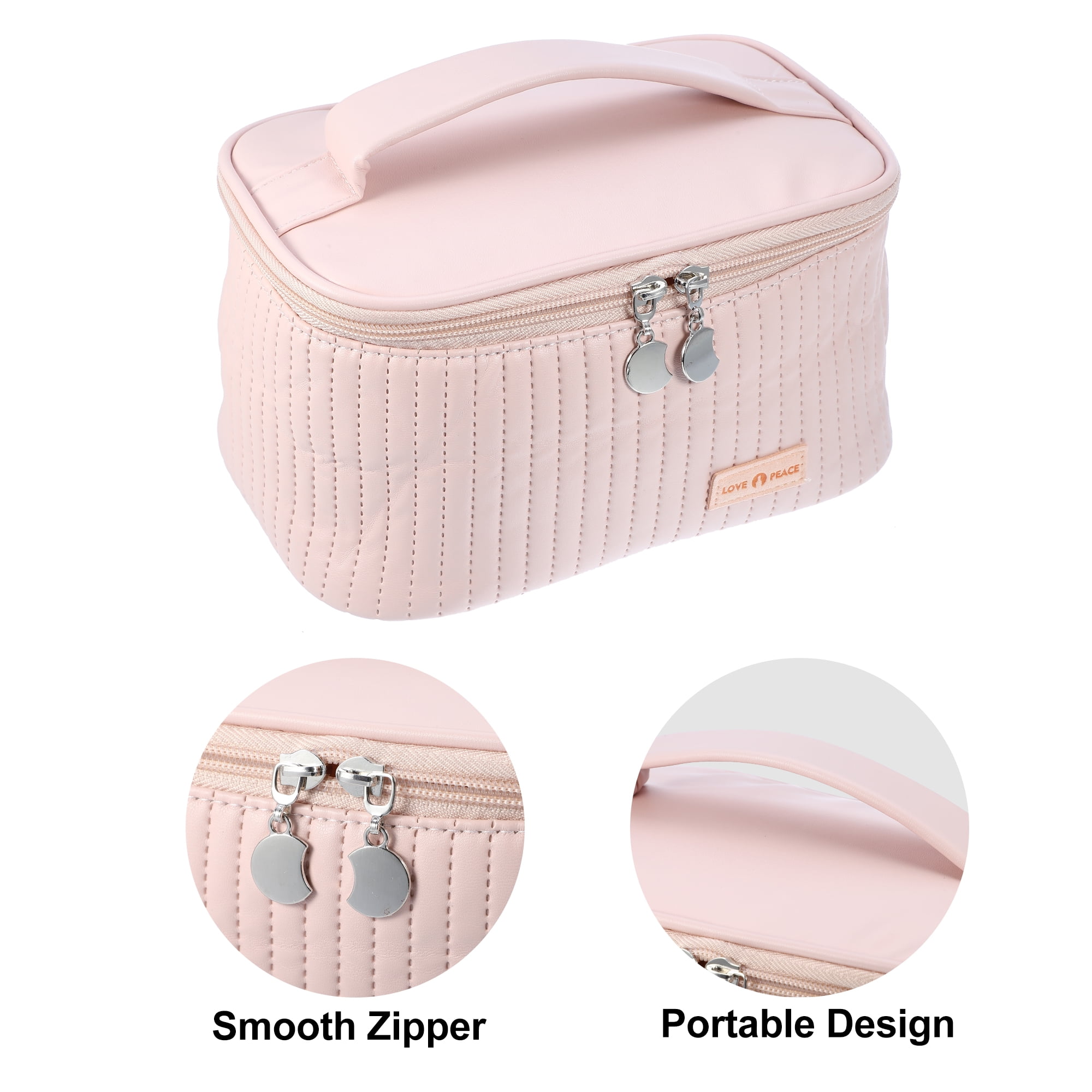 Unique Bargains Floral Makeup Bag Zipper Flower Cosmetic Pouch Pink