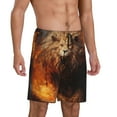 thumbnail image 2 of Fuzoiu Cool Fire Lion Print Pajama Shorts for Men, Men's Pajama Bottoms,Mens Lounge Sleepwear,Pajama Pants with Pocket-X-Large, 2 of 6