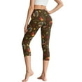 thumbnail image 2 of SCRAWLGOD Thanksgiving Women's Soft Capri Leggings Soft Tummy Control 3/4 Yoga Leggings for Workout Running Gym High Waisted Capris Tights with 2 Pockets, Maple Leaf Fruit Turkey Print, S, 2 of 7