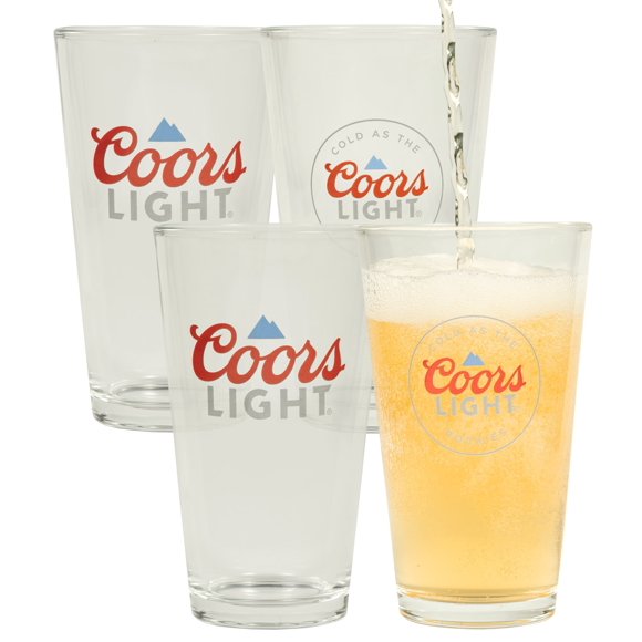 Coors Light Beer Glasses 16oz Pint Glass - Set of 4 Authentically Licensed