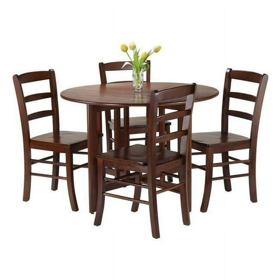 5 Piece Alamo Round Drop Leaf Dining Table Set